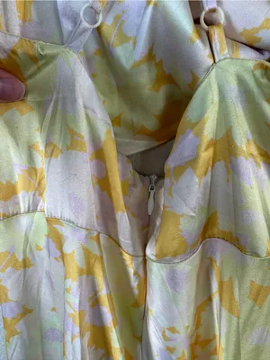 Fortunate One Yellow Floral Satin Maxi Dress Womens M Cutout Main Attraction thumbnail 11