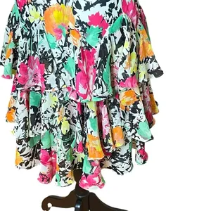 RALPH LAUREN 14P Dress Chiffon Floral Ruffle Midi Y2K Vtg V-Neck Fairy Sundress thumbnail 7