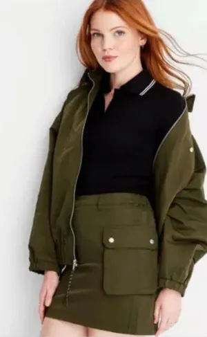 NWT Women's Cargo Mini Skirt - Future Collective Dark Olive Green Large thumbnail 1
