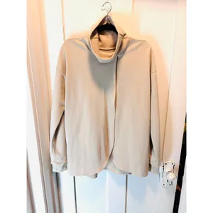 Nike Womens Medium Dri-FIT Crossover Cowl Neck Pullover Hoodie Sweatshirt Beige thumbnail 8