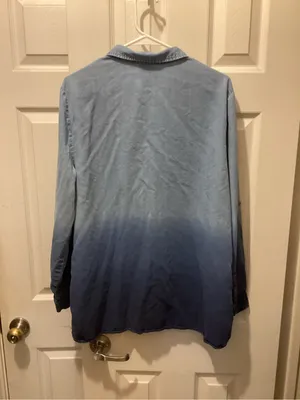 Chelsea & Theodore Denim Dip-Dye Shirt in Light and Dark Blue thumbnail 3