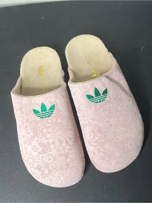 Adidas Liberty of London Adimule Slides Slip On Mule in Sandy Pink & Bold Green thumbnail 4