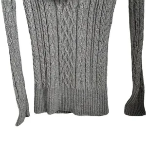 White House Black‎ Market Silver Gray Cable Knit Cowl Neck Sweater Size S thumbnail 3