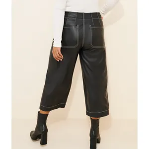 MAEVE The Colette Cropped Wide Leg Pants in Vegan Leather Size 27 thumbnail 3
