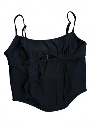 Forever 21 Black Corset Top Cropped Bustier Cami Sleeveless Streetwear Size L thumbnail 1