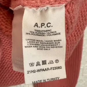 A.P.C. Elizabeth Alpaca Blend Fair Isle Knit Sweater Jumper Pink Size Medium thumbnail 4