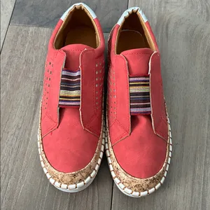Red and White Colorful Slip On Sneakers NWOT thumbnail 2