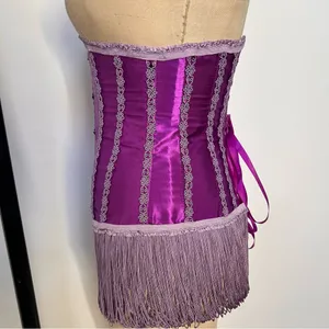 Elegant Purple Corset with Fringe thumbnail 5