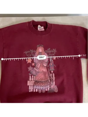 Gildan VTG Cottagecore 90s Maroon Sweatshirt M thumbnail 5