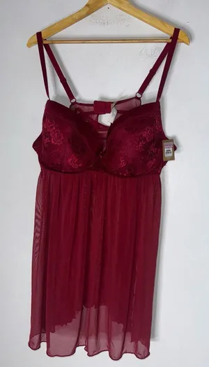 NWT Cosmopolitan Babydoll‎ Red Lace Mesh Nightgown 2 Piece Set Size 3X thumbnail 1