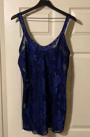 Vintage Angelique sheer floral silky nightgown thumbnail 1
