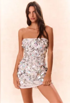 LoveShackFancy Deja Embellished Mini Dress thumbnail 1