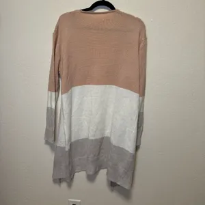 Colorblock Open Front Cardigan Sweater White Size L thumbnail 6