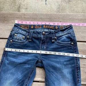 Rock Revival Alivia Jeans 27 Bootcut Dark Wash Embellished Flap Pocket‎ thumbnail 14