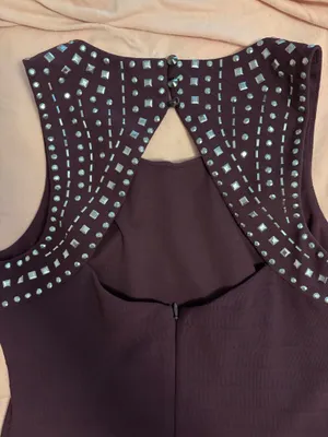 Guess Los Angeles Deep Plum Rhinestone Details Bodycon Dress Glam Date-night thumbnail 7