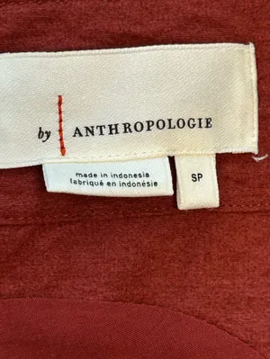 Anthropologie Michaela Flounced Merlot brown W white PolkaDot Dress flowy midi S thumbnail 7