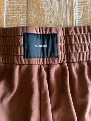 Talentless Brown High Rise Lounge Shorts XL Wide Smocked Waist Minimalist thumbnail 2