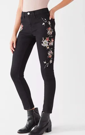 Urban Outfitters BDG Twig High Rise Skinny Black Floral Embroidered Jeans 27 thumbnail 1