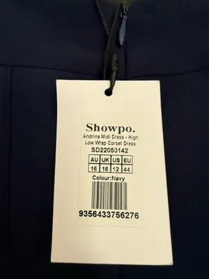 NWT Showpo ANDRINA MIDI DRESS High Low Wrap Corset Dress In Navy thumbnail 8