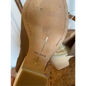 Dolce vita tan leather slide wood heels size 9 thumbnail 5