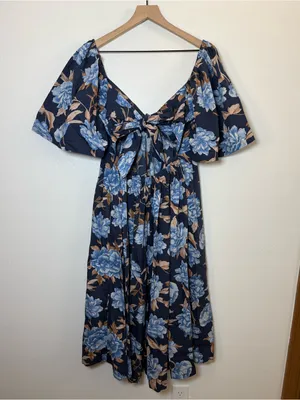 Abercrombie & Fitch Angel Sleeve Twist Front Midi Dress thumbnail 5