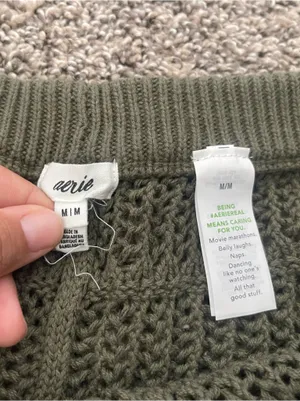 Women’s Aerie Crochet Knit Swim Cover Up Shorts Olive Green Size M thumbnail 5