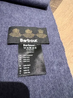 Barbour Plain Lambswool Fringed Scarf in Navy thumbnail 2
