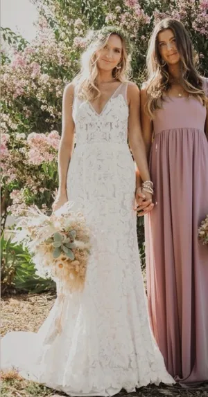 Show Me Your‎ MuMu June Maxi Bridesmaid Dress in Antique Rose Chiffon XXS $198 thumbnail 1