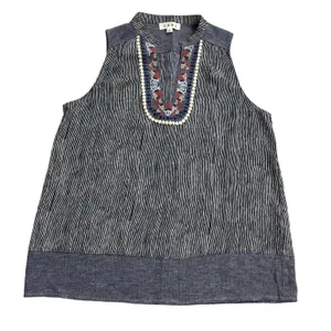 THML Women Size Small Bohemian Shirt Top Sleeveless Blue (31-365) thumbnail 2