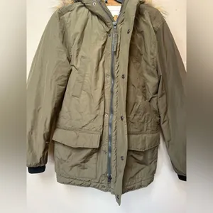 Aeropostale XS Olive Parka Gorpcore Granola Faux Fur Utility Jacket thumbnail 3