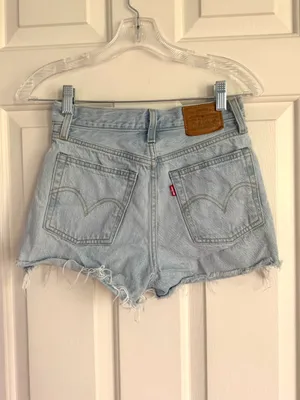 Levi's Light Blue High-Rise Denim Cutoff Shorts thumbnail 2