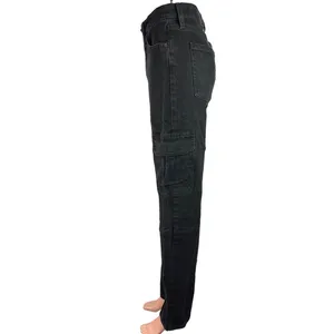 Universal Threads Women's Black High Rise Straight Leg Cargo Denim Jeans Size 2 thumbnail 2