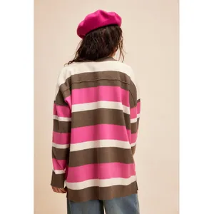 Free People NWT League of Her Own Oversized Cardigan Sweater Pink‎ Brown XS thumbnail 2