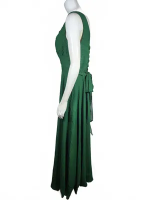 Vnaix Elegant Green Maxi Dress with Lace-Up Back Size 8 thumbnail 3