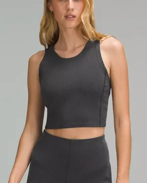 New Lululemon Size 4 Ribbed Softstreme Cropped Tank BLK Black thumbnail 1