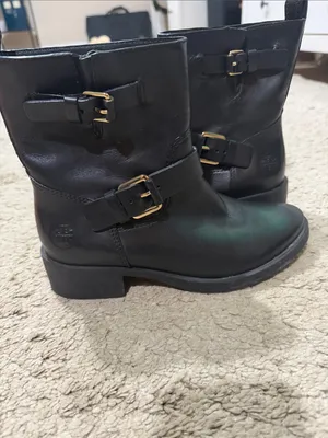 Tory Burch Black Bennie Buckle Moto Boots with Gold Hardware size 5 EUC thumbnail 4