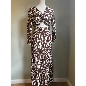 Abercrombie & Fitch Brown Twist Cutout Open Back Maxi Dress S P Boho whimsi Y2k thumbnail 3