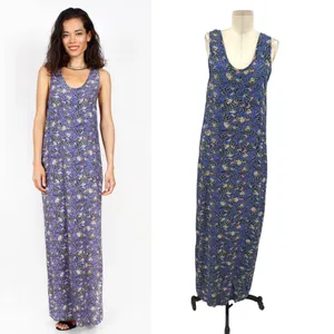 Flax Bumblebee Sleeveless Maxi Dress Purple Green Palm Print‎ Size Petite XS thumbnail 2
