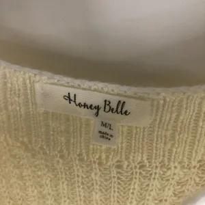 Honey Belle Womens Sweater Cold Shoulder Long Sleeve Ribbed Knit Ivory M/L thumbnail 3