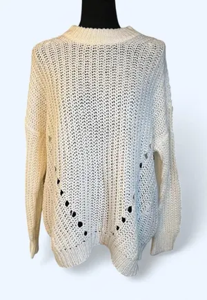 American Eagle chunky knit sweater oversized cream slouchy cozy 🤍 Size XS thumbnail 1