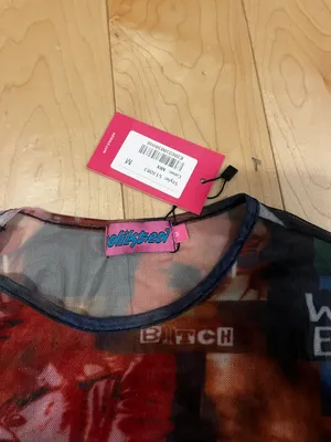 Edikted Long Sleeve Mesh Printed Top thumbnail 2