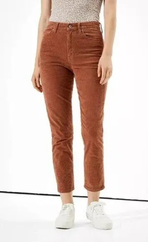 American Eagle Mom Straight Jean Corduroy Pants Stretch Size 4 Salmon Pink Rust thumbnail 1