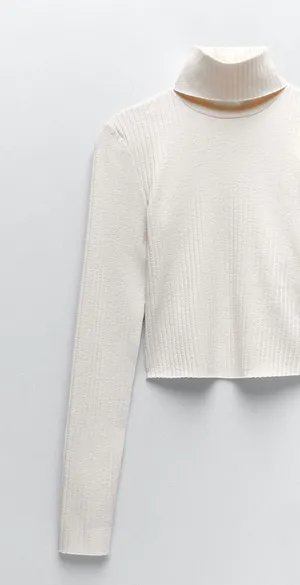 ZARA Nwt Ribbed Cropped Turtleneck Sweater Top Blouse thumbnail 6