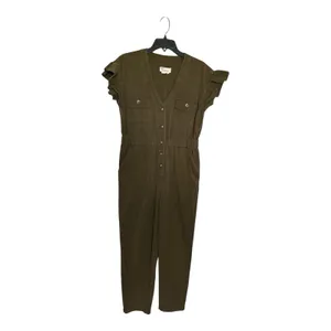 Anthropologie Tapered Ruffle Jumpsuit Size M thumbnail 3