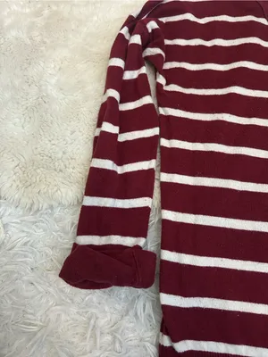 Abercrombie & Fitch Striped Crewneck burgundy Sweater Y2K vintage woman’s S thumbnail 7