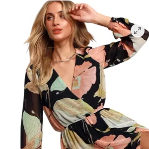 Lulu's - NWT Wondrous Water Lilies Black Floral Print Maxi Dress Sz M thumbnail 2