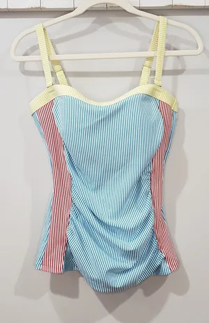 Lands End Tankini Top 8 Seersucker Striped thumbnail 1