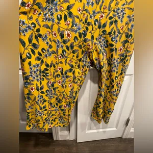 Buenos Ninos Tropical Floral Jumpsuit Red Cropped Wide Leg Spaghetti Strap thumbnail 2