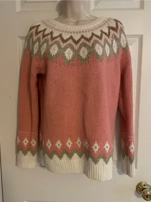 Talbots Cozy Pink Fair Isle Women's Sweater thumbnail 1