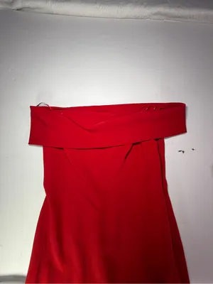 Lauren Ralph Lauren Red Off-Shoulder Cowl Maxi Dress with Front Slit FLAW thumbnail 3